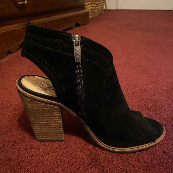 Vince Camuto Open Toe Block Heel Suede Sandals - Picture 1 of 5